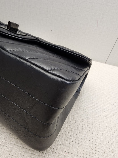 Chanel So Black Aged Calfskin Mini 2.55 in Chevron