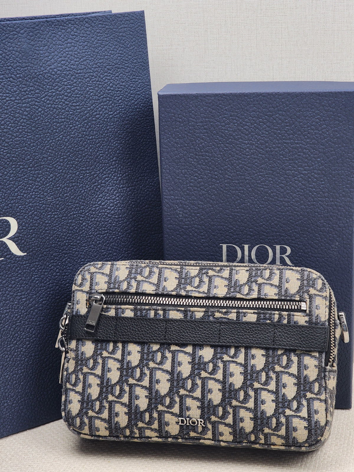 Dior Navy Oblique Canvas Safari Messenger Bag