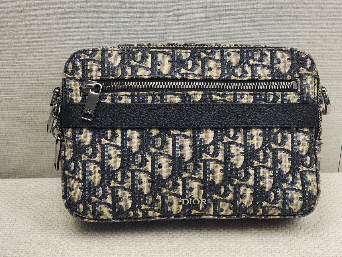 Dior Navy Oblique Canvas Safari Messenger Bag