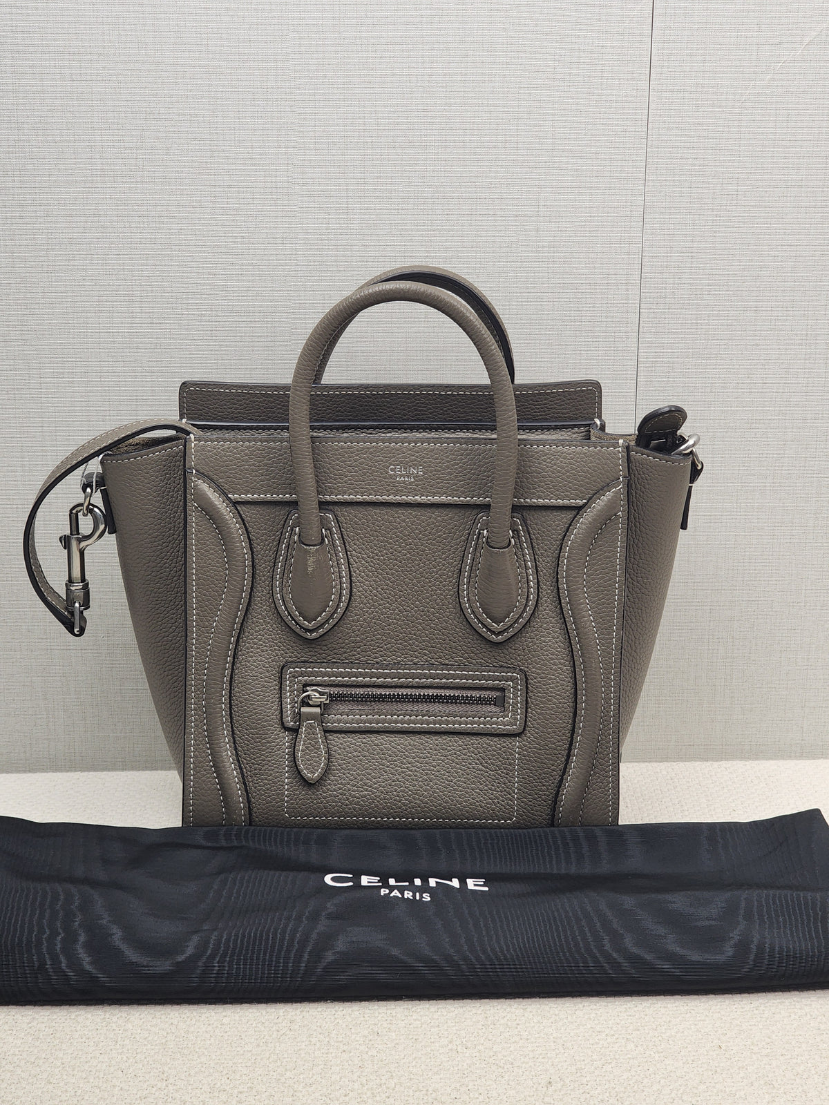Celine Taupe Calfskin Nano Luggage