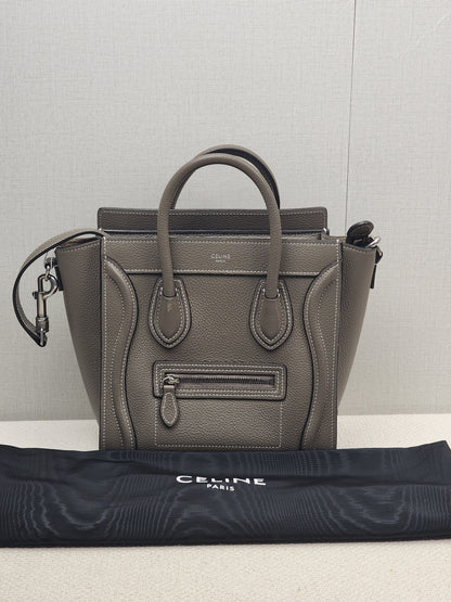 Celine Taupe Calfskin Nano Luggage