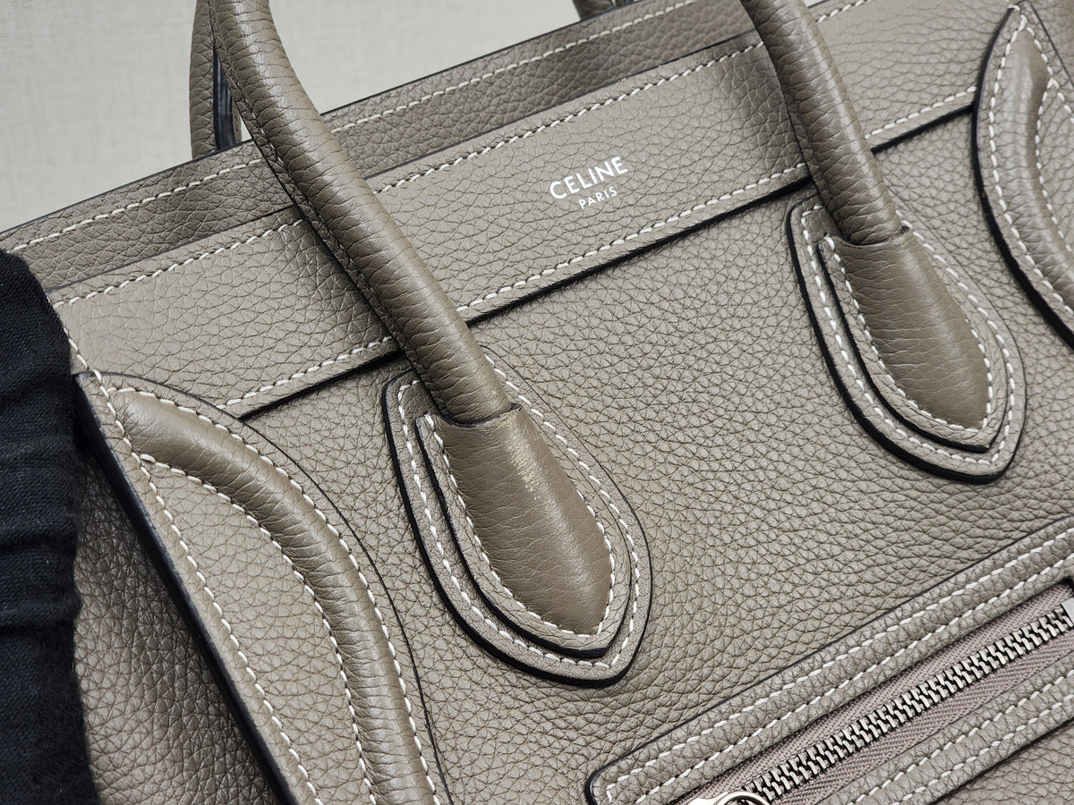 Celine Taupe Calfskin Nano Luggage