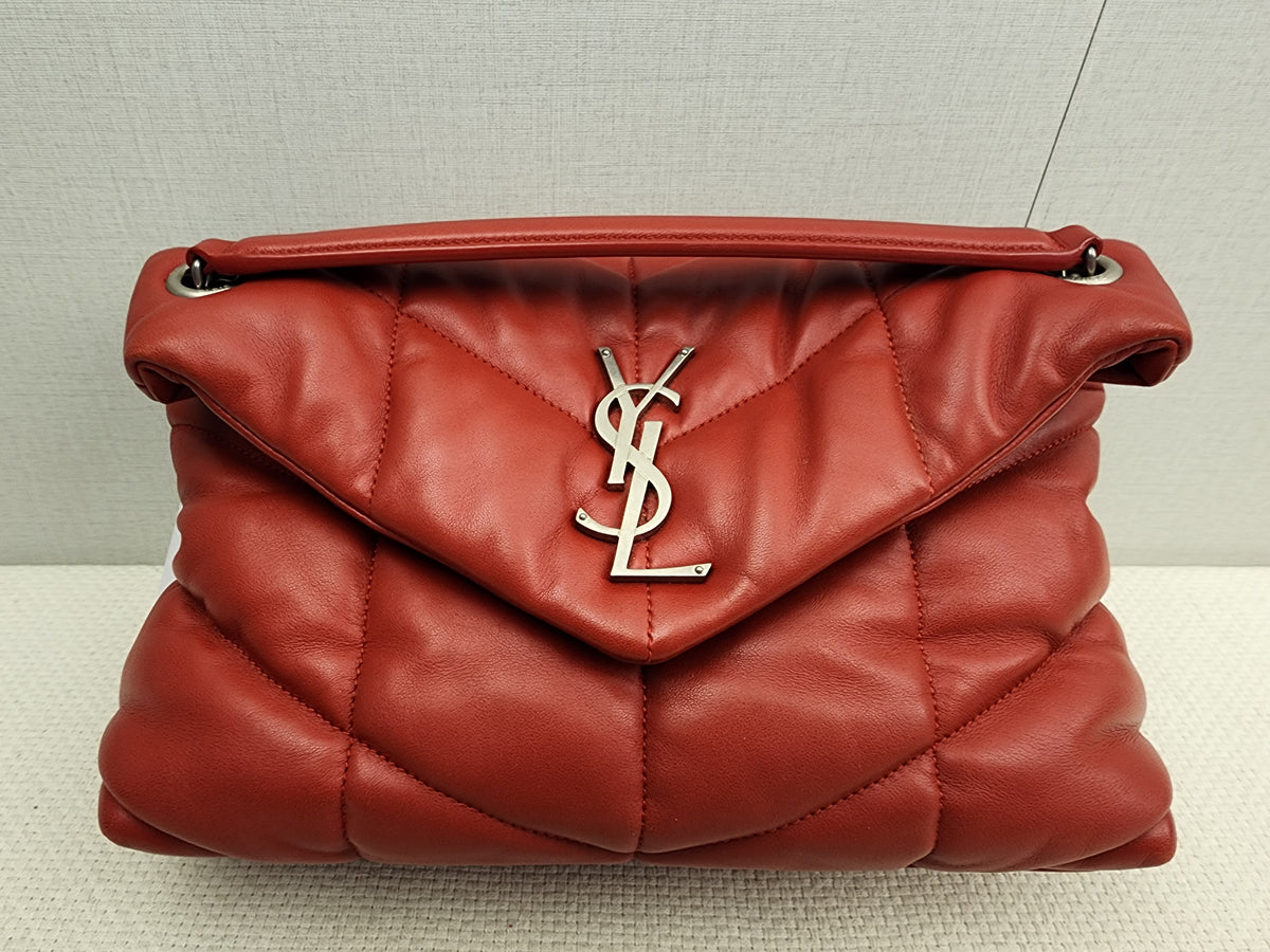 YSL Red Lambskin Small Puffer Bag (RHW)