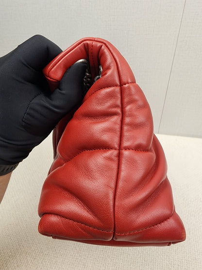 YSL Red Lambskin Small Puffer Bag (RHW)