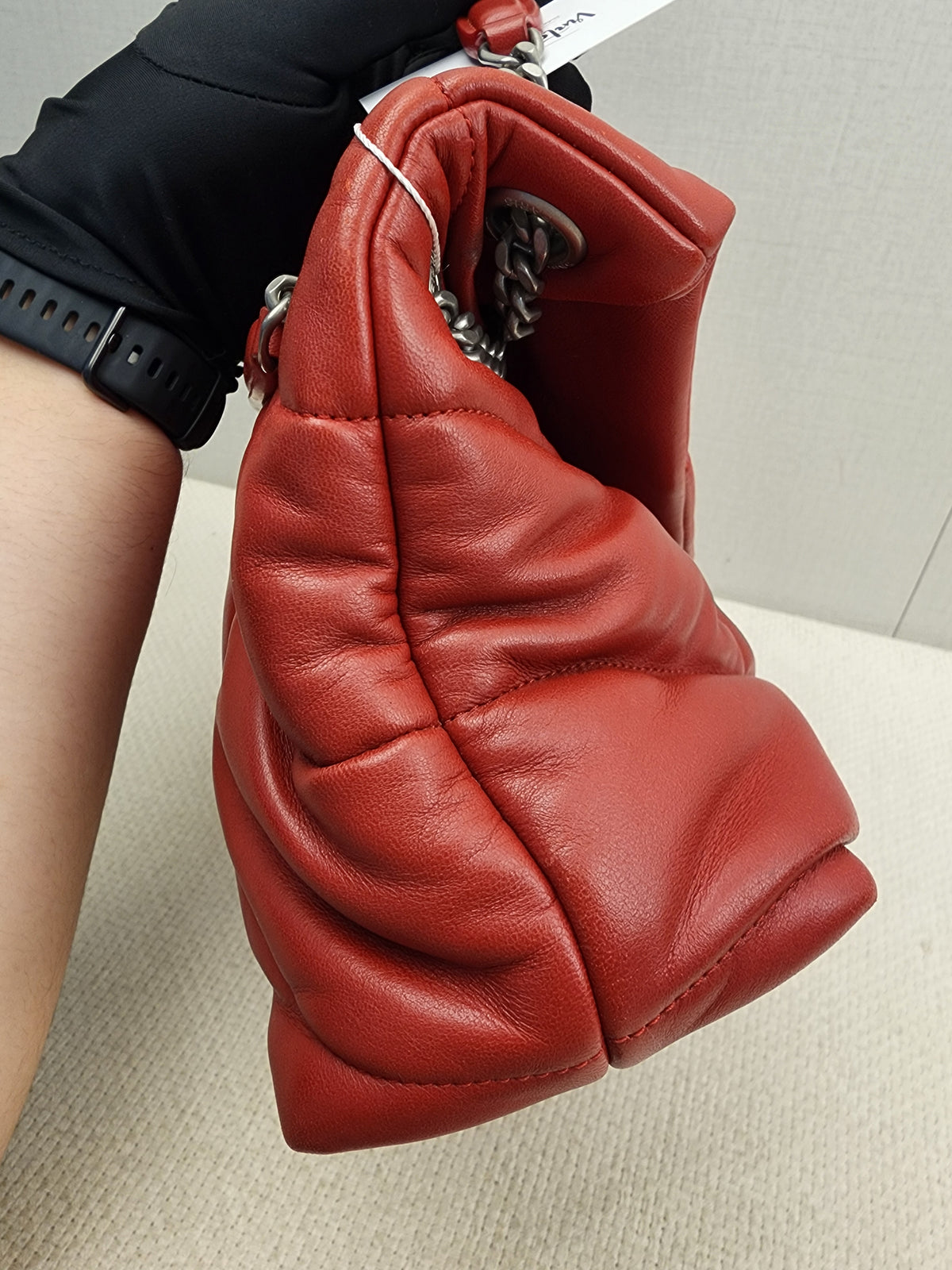 YSL Red Lambskin Small Puffer Bag (RHW)