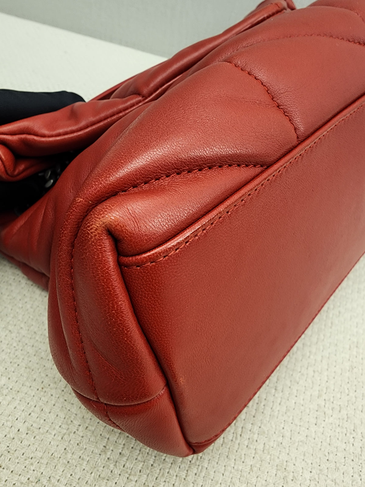 YSL Red Lambskin Small Puffer Bag (RHW)