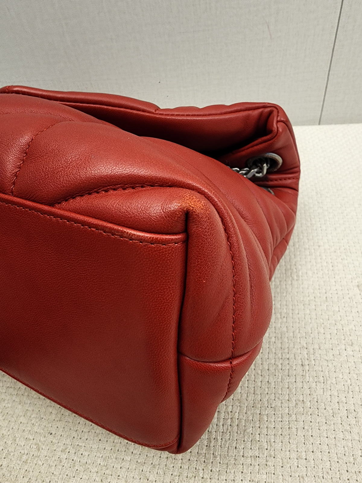 YSL Red Lambskin Small Puffer Bag (RHW)