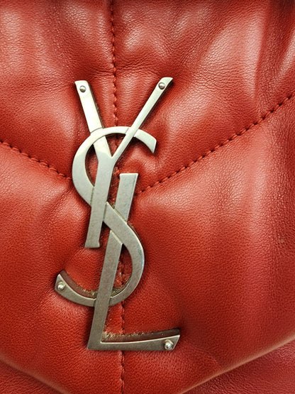 YSL Red Lambskin Small Puffer Bag (RHW)