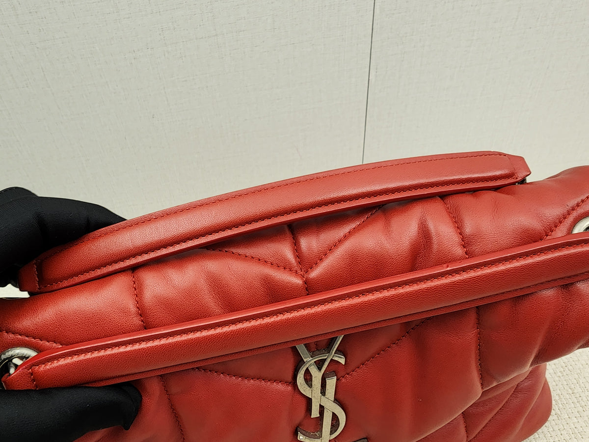 YSL Red Lambskin Small Puffer Bag (RHW)