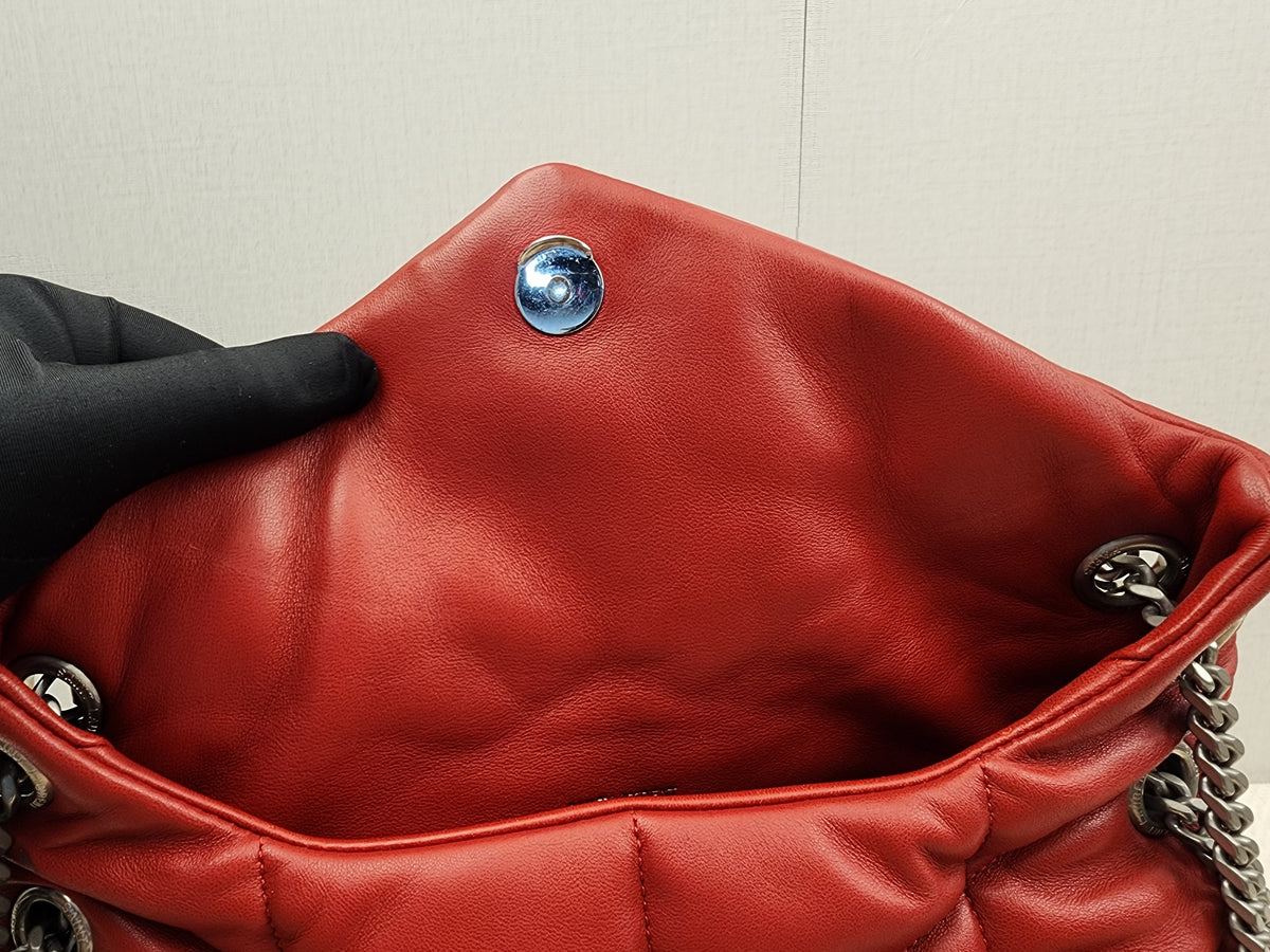 YSL Red Lambskin Small Puffer Bag (RHW)