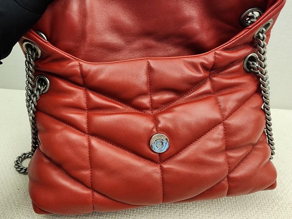 YSL Red Lambskin Small Puffer Bag (RHW)