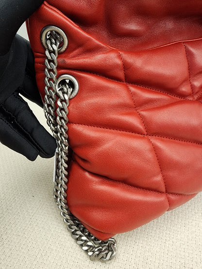 YSL Red Lambskin Small Puffer Bag (RHW)