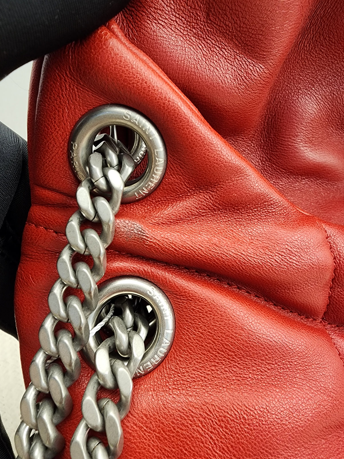 YSL Red Lambskin Small Puffer Bag (RHW)