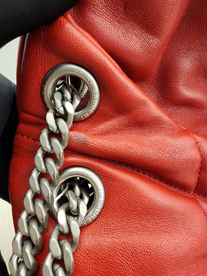 YSL Red Lambskin Small Puffer Bag (RHW)
