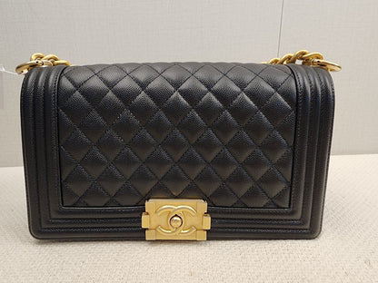 Chanel Black Caviar Old Medium Boy (GHW)