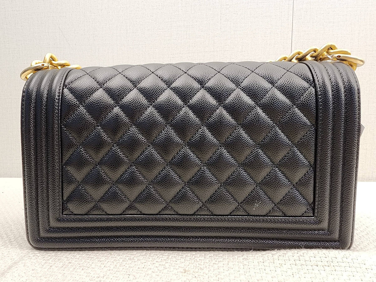 Chanel Black Caviar Old Medium Boy (GHW)