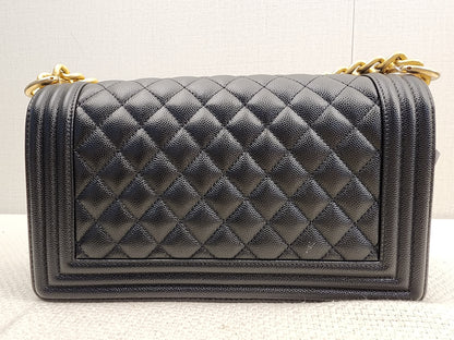 Chanel Black Caviar Old Medium Boy (GHW)