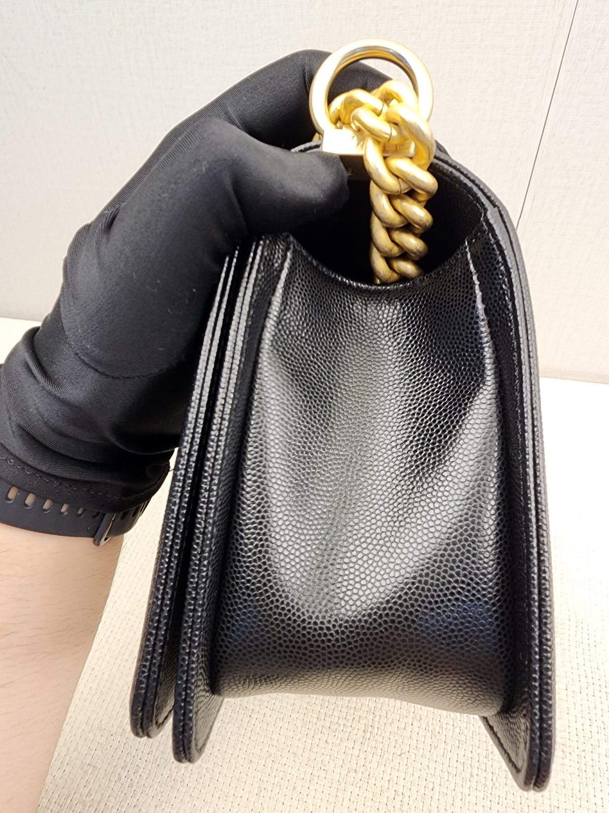 Chanel Black Caviar Old Medium Boy (GHW)