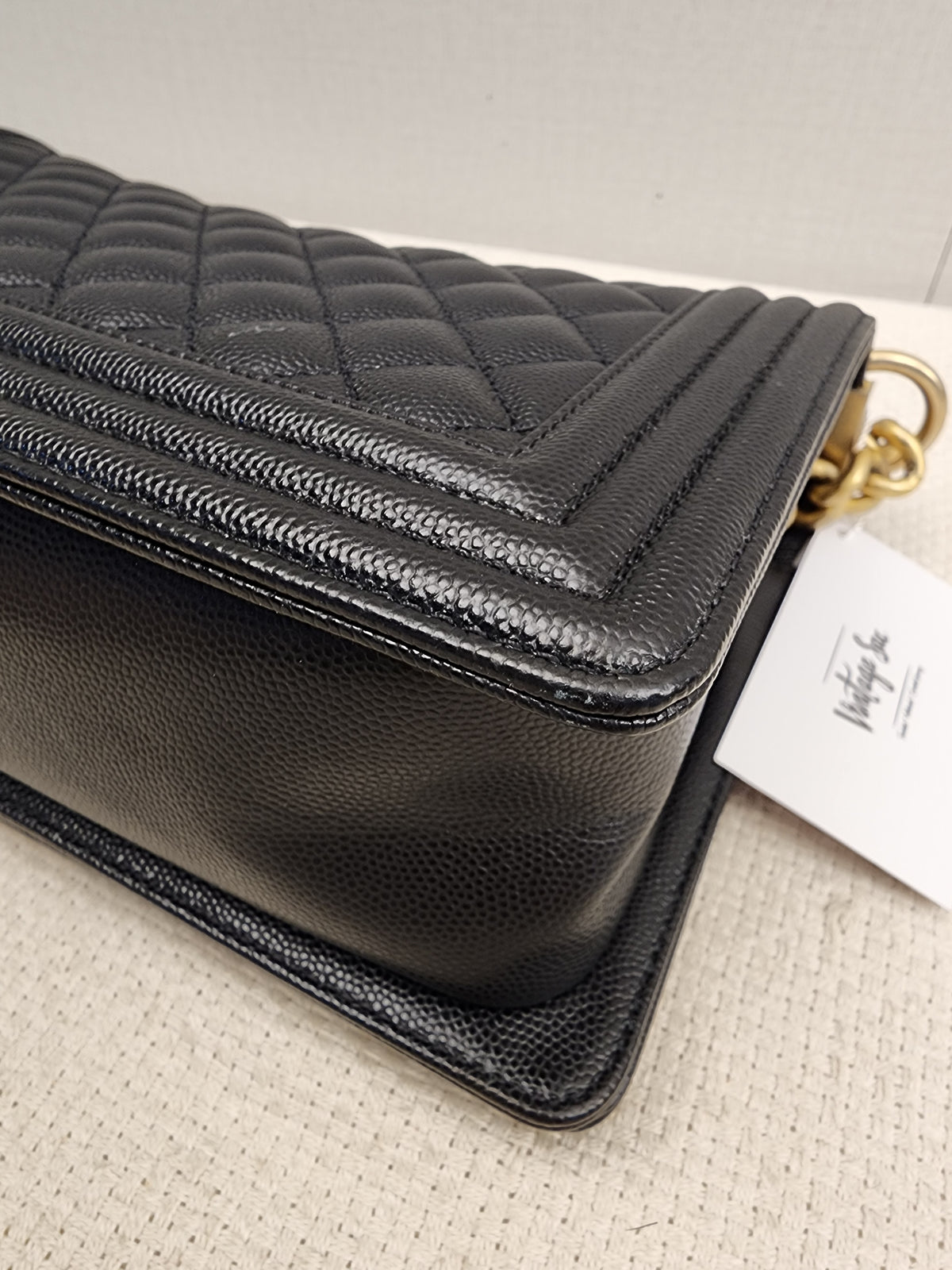 Chanel Black Caviar Old Medium Boy (GHW)