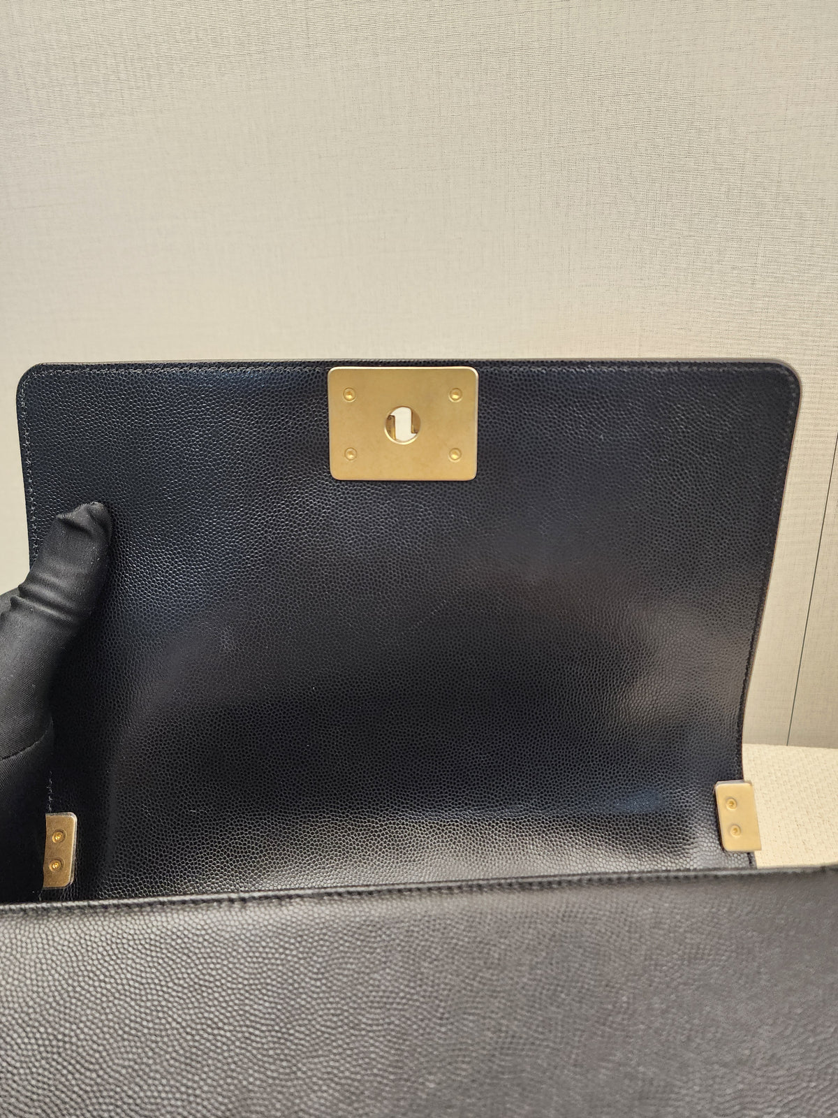 Chanel Black Caviar Old Medium Boy (GHW)