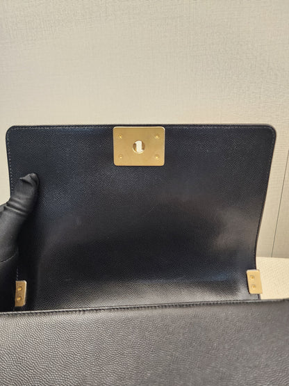 Chanel Black Caviar Old Medium Boy (GHW)