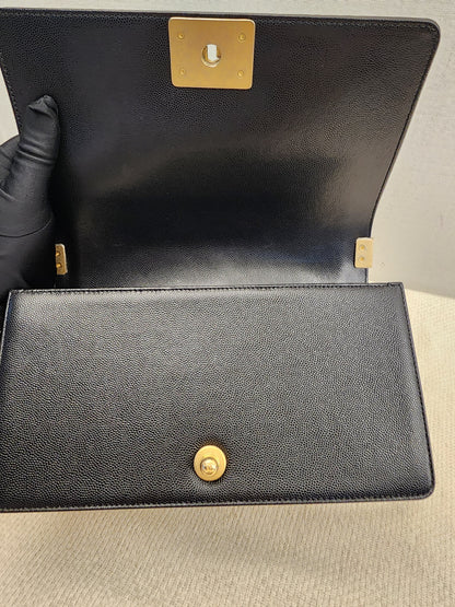 Chanel Black Caviar Old Medium Boy (GHW)