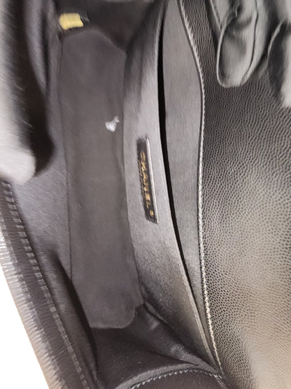 Chanel Black Caviar Old Medium Boy (GHW)