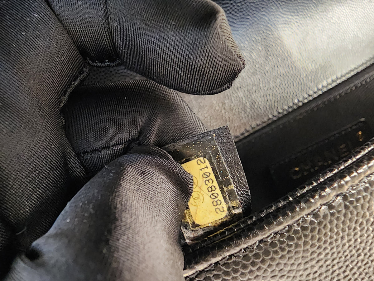 Chanel Black Caviar Old Medium Boy (GHW)