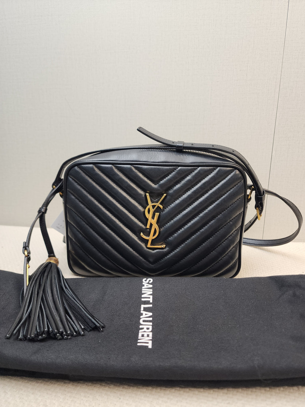 YSL Black Calfskin Lou Camera Bag (GHW)
