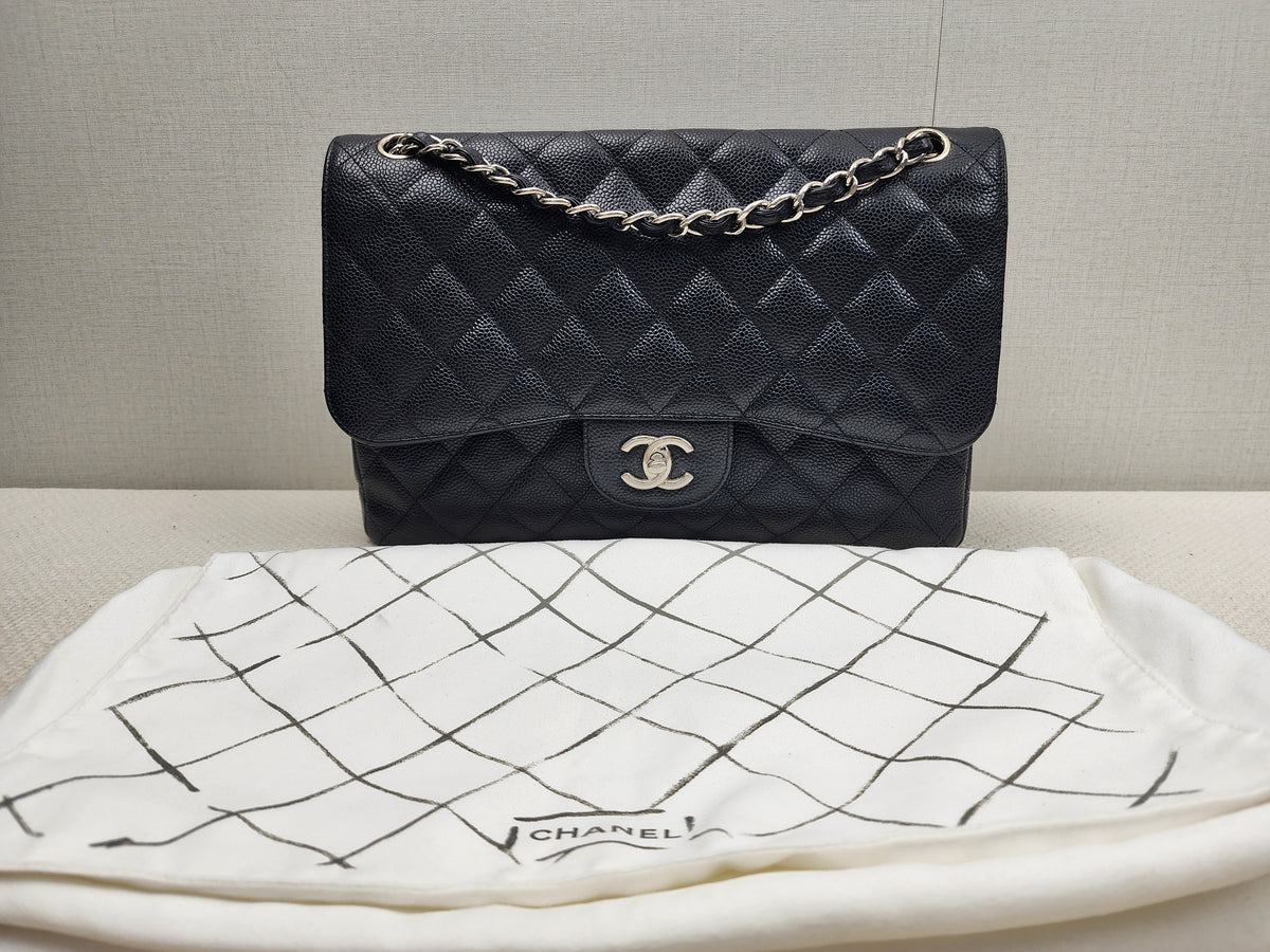 Chanel Black Caviar Jumbo CF (SHW)