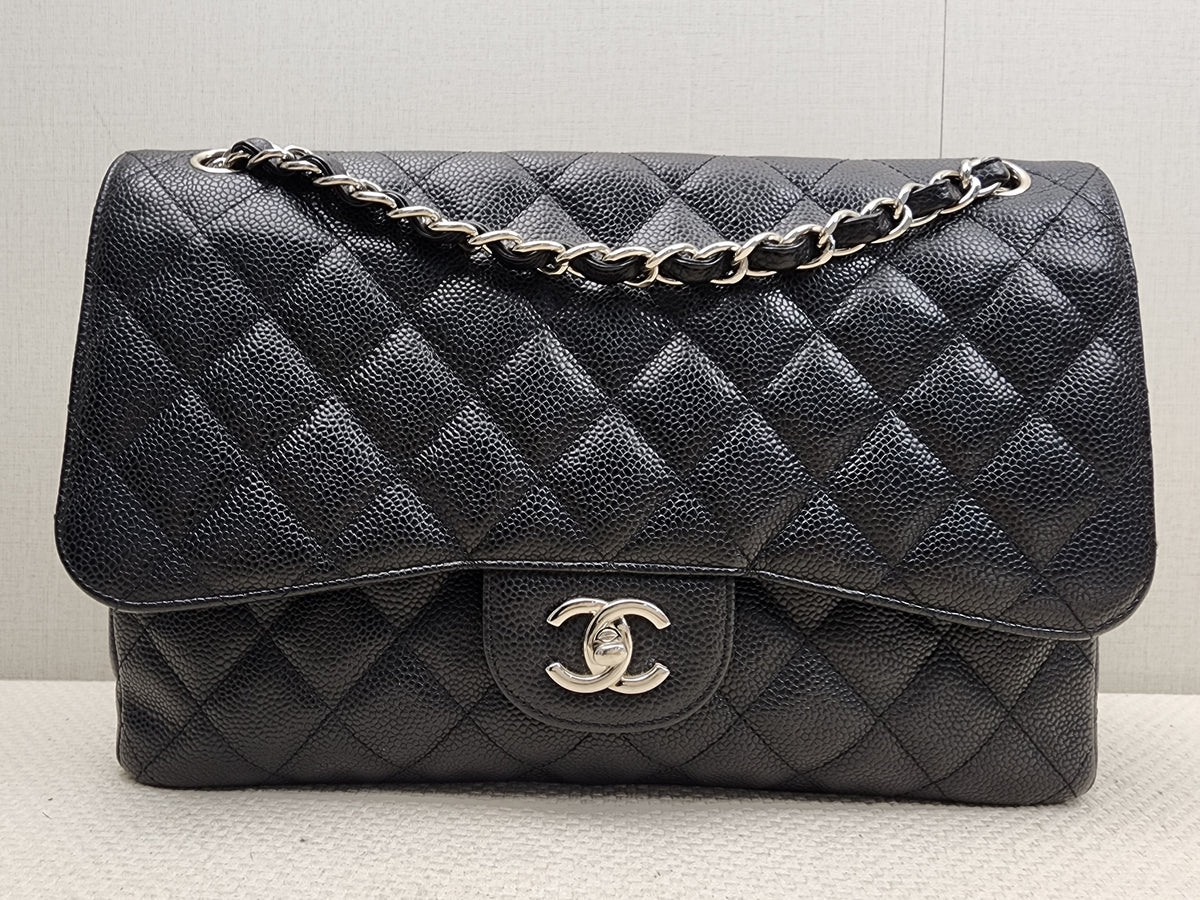 Chanel Black Caviar Jumbo CF (SHW)