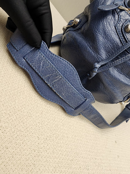 Balenciaga Blue Agneau PomPon Bucket