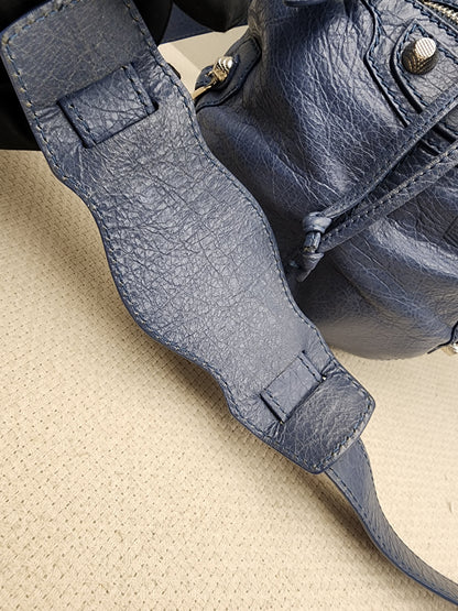 Balenciaga Blue Agneau PomPon Bucket