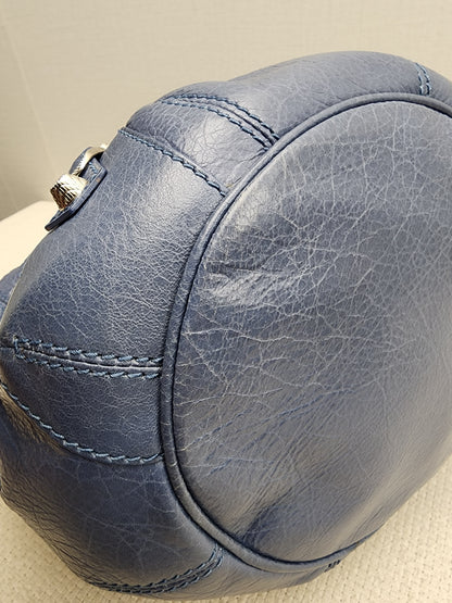 Balenciaga Blue Agneau PomPon Bucket