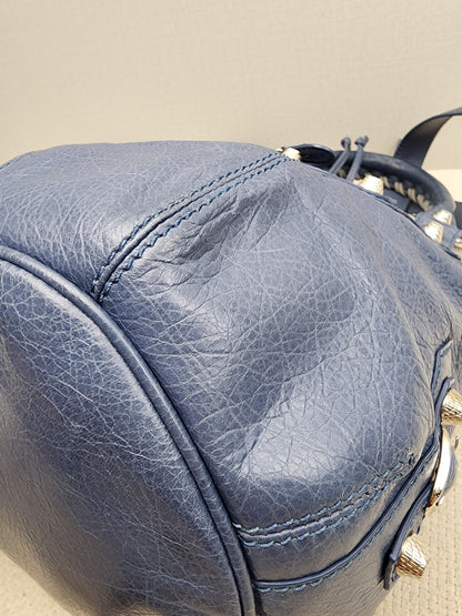 Balenciaga Blue Agneau PomPon Bucket