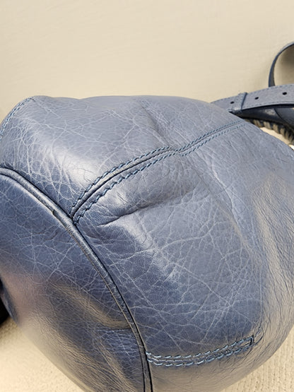 Balenciaga Blue Agneau PomPon Bucket