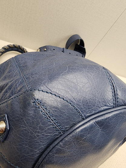 Balenciaga Blue Agneau PomPon Bucket