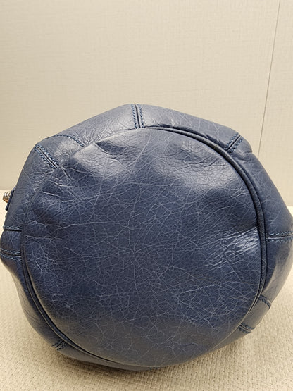 Balenciaga Blue Agneau PomPon Bucket