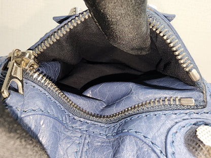Balenciaga Blue Agneau PomPon Bucket