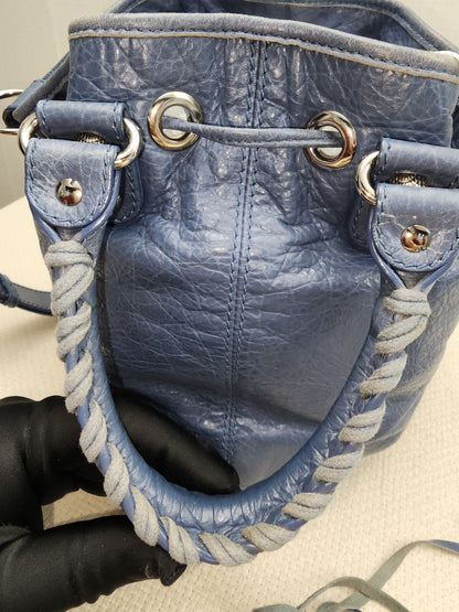 Balenciaga Blue Agneau PomPon Bucket