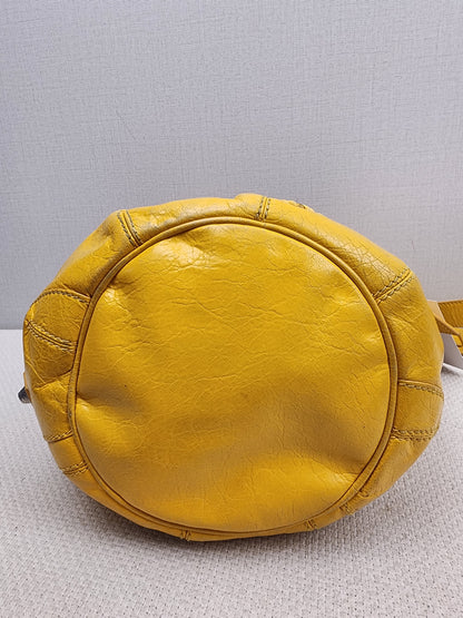 Balenciaga Yellow Lambskin Giant Pompon Bucket