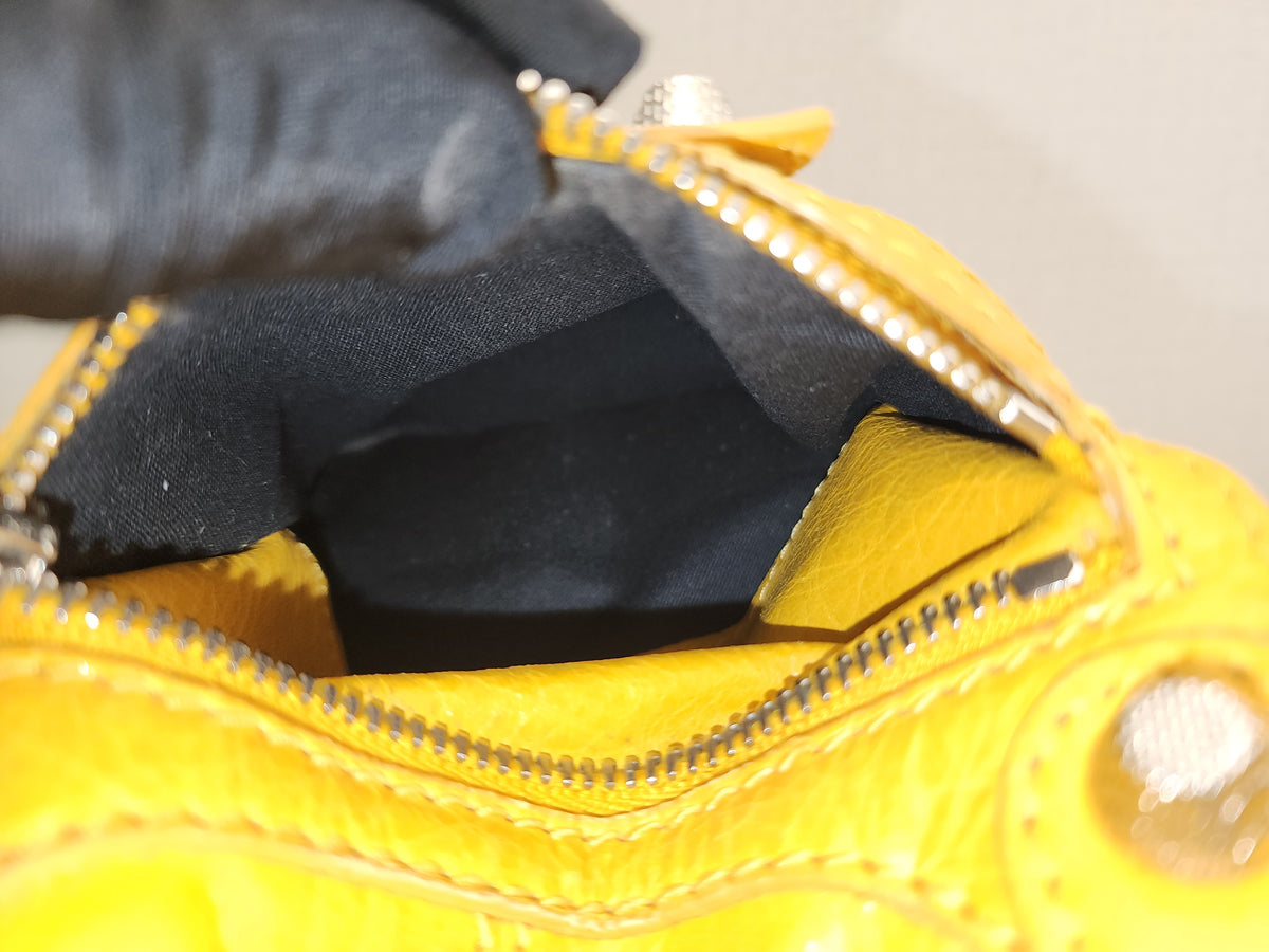 Balenciaga Yellow Lambskin Giant Pompon Bucket