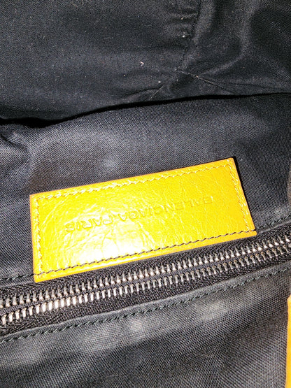 Balenciaga Yellow Lambskin Giant Pompon Bucket