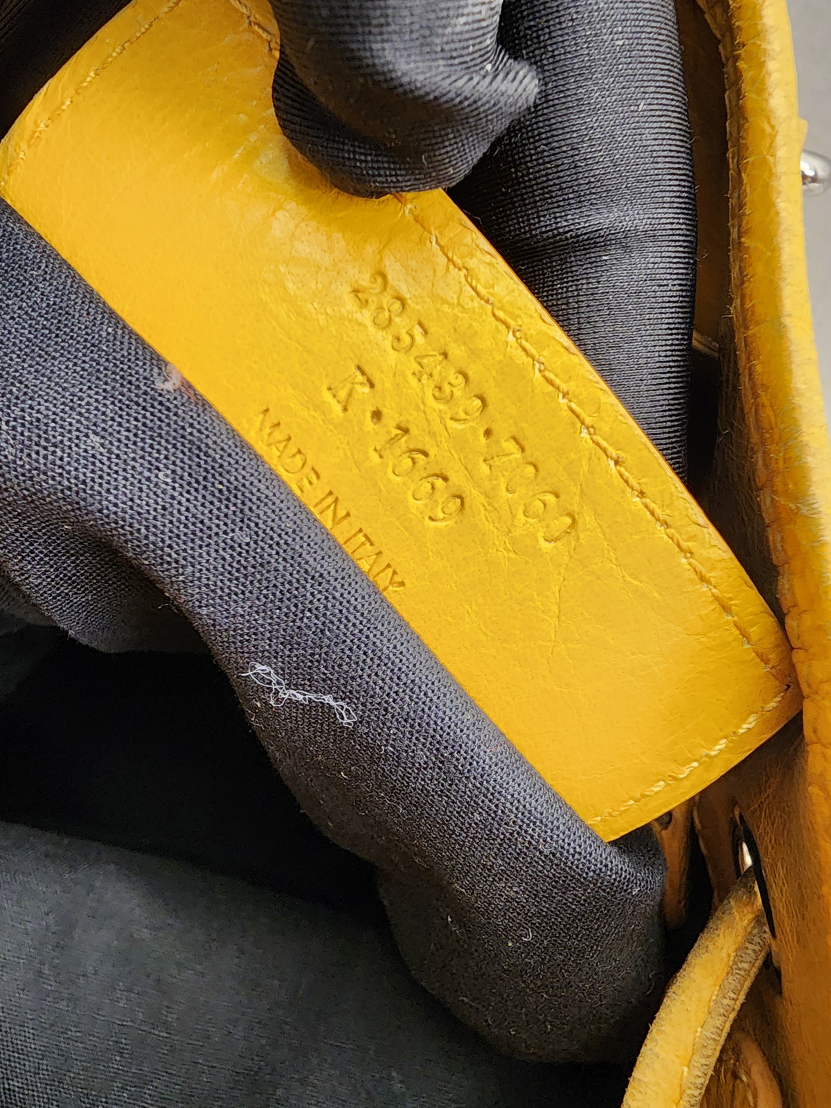 Balenciaga Yellow Lambskin Giant Pompon Bucket