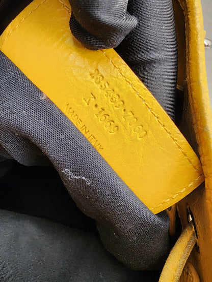 Balenciaga Yellow Lambskin Giant Pompon Bucket
