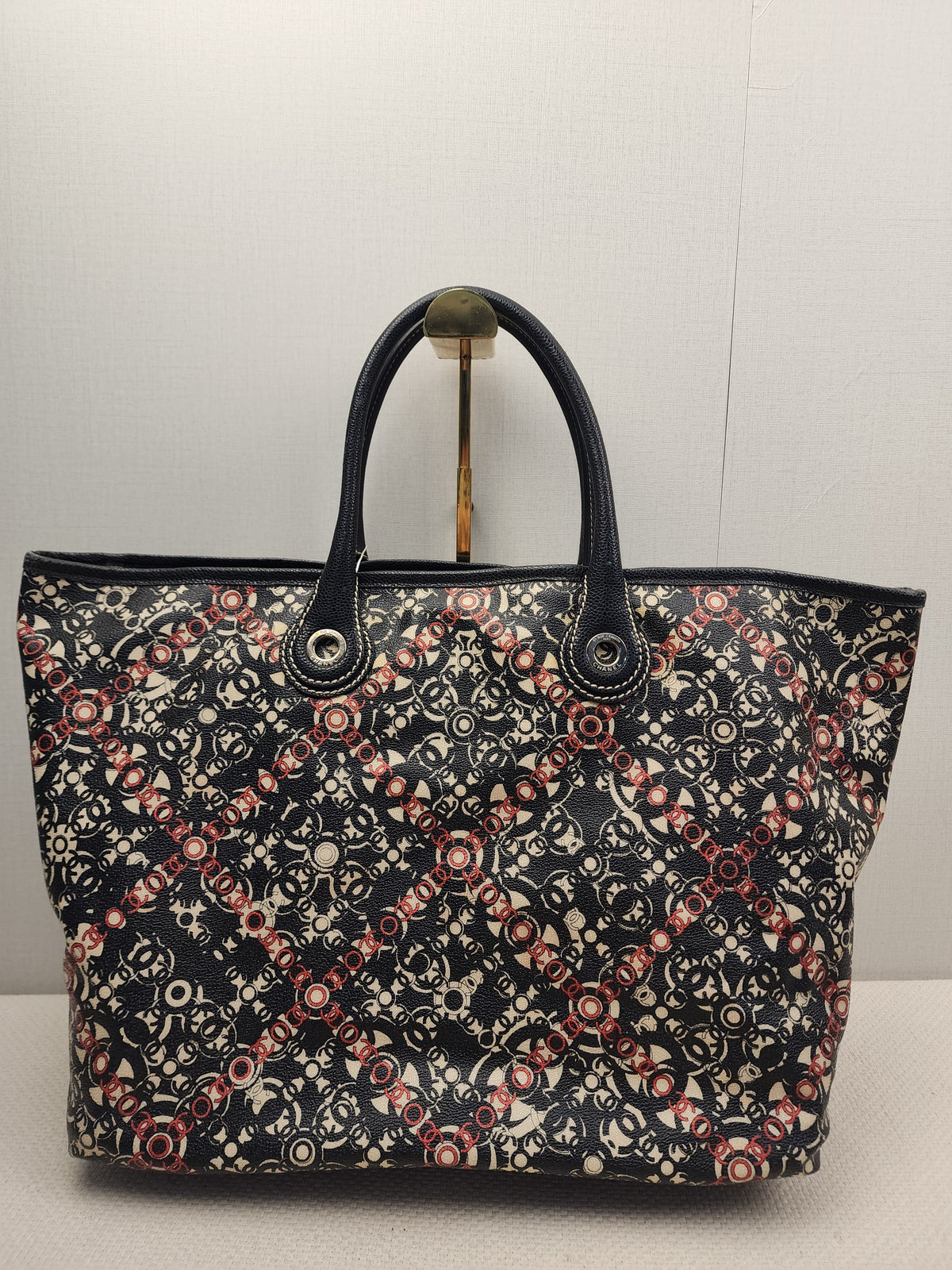 Chanel Black Coated Canvas Optic Coco Travel Tote (SHW)