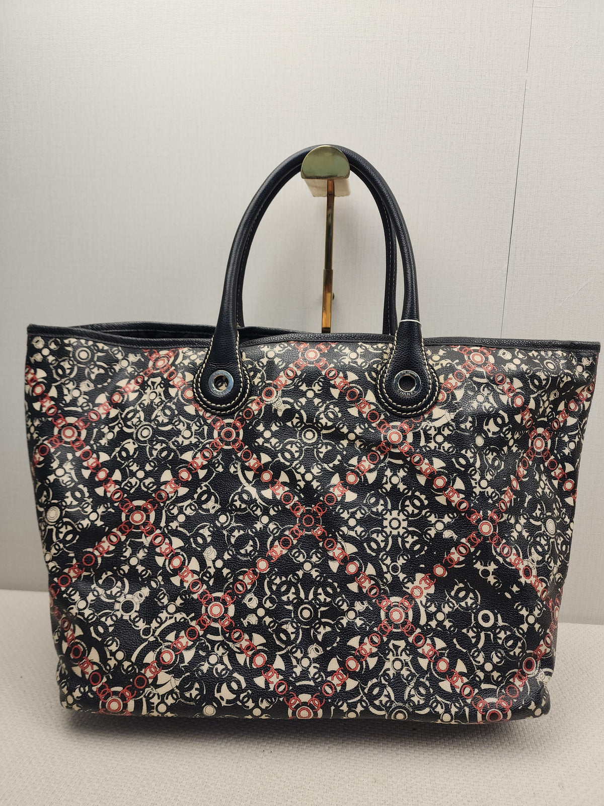 Chanel Black Coated Canvas Optic Coco Travel Tote (SHW)