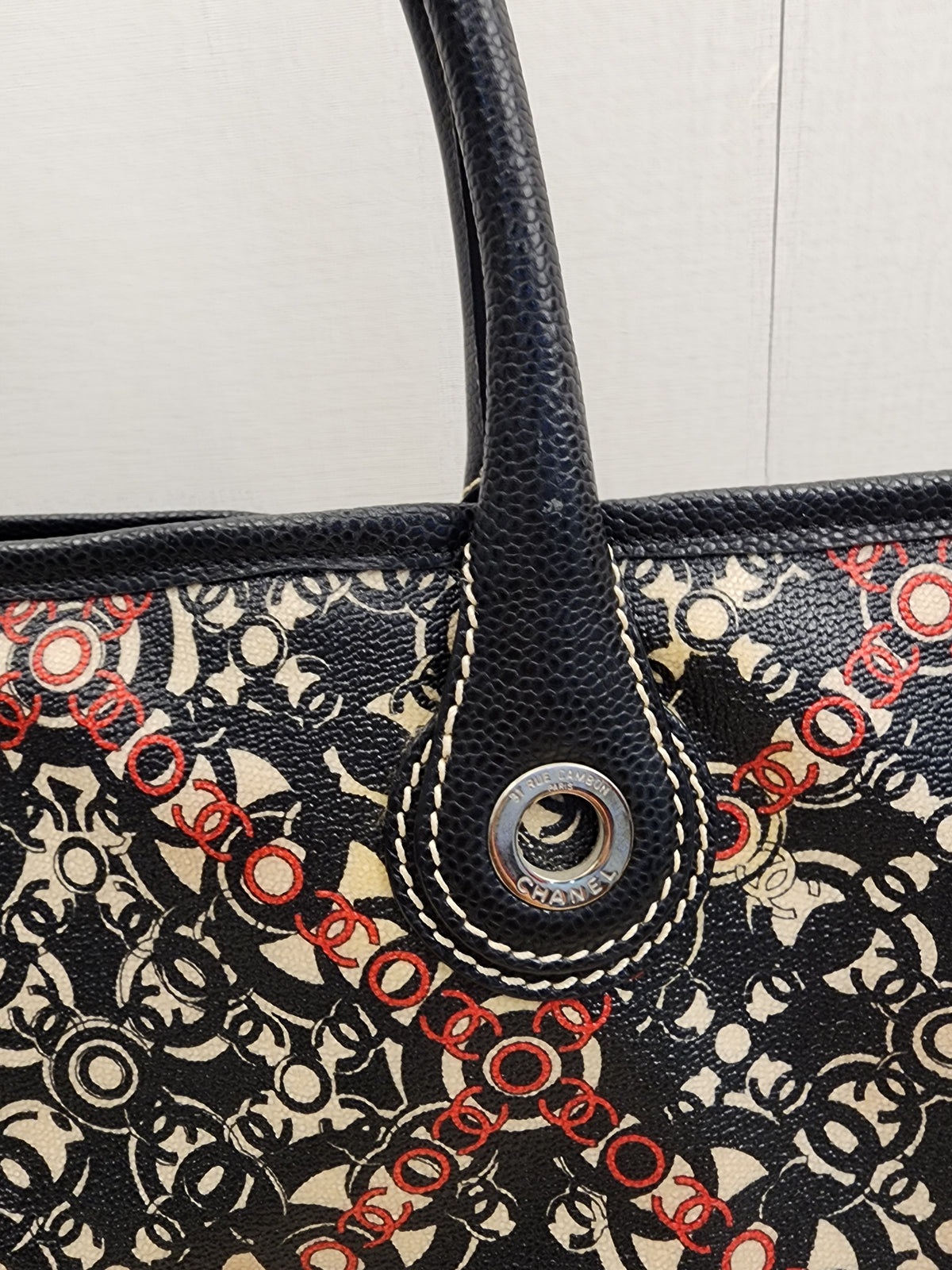 Chanel Black Coated Canvas Optic Coco Travel Tote (SHW)