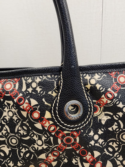 Chanel Black Coated Canvas Optic Coco Travel Tote (SHW)