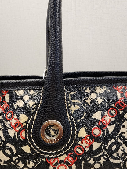 Chanel Black Coated Canvas Optic Coco Travel Tote (SHW)